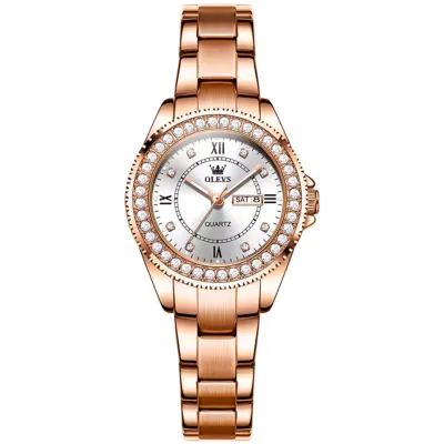 OLEVS 9993 Fashion Quartz Watch - White & RoseGold